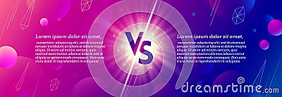 Shining versus logo on abstract background. VS template design for games, battle, match, sports or fight competition Vector Illustration